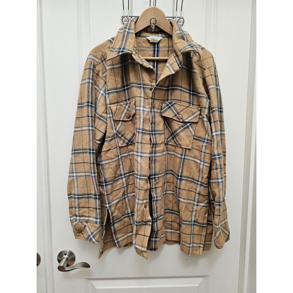 Vtg Dutchmaid Ephrata PA Plaid Flannel Shirt Mens L 16-16.5 100% Cotton 70s USA